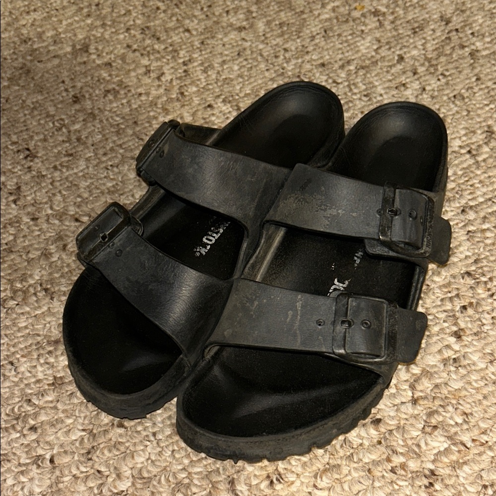 Black Sandals Birkenstocks rubber feeling fabric size39 - Picture 4 of 5